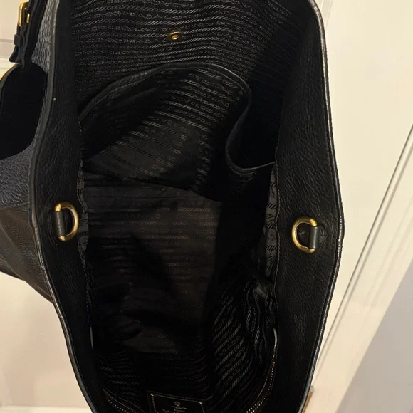 Prada Black Pebbled Leather Large Tote with Adjustable/Removable Crossbody Strap - Picture 12 of 14